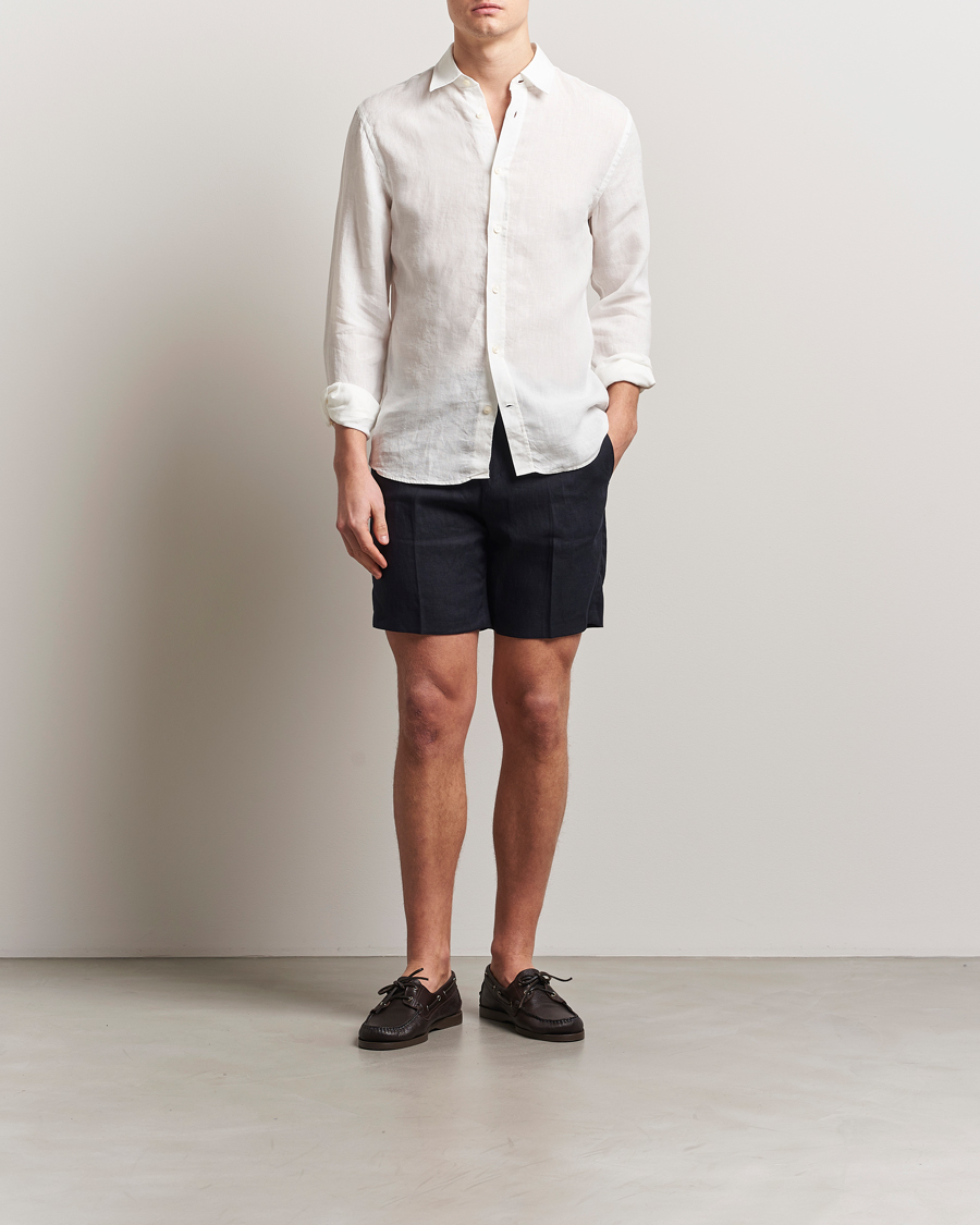 Herren | Shorts | Tiger of Sweden | Thiago Linen Shorts Midnight Blue