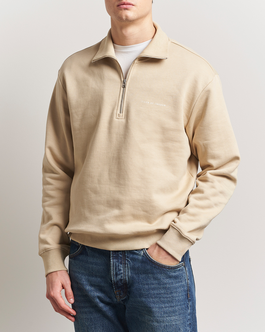 Herren | Pullover | Tiger of Sweden | Marlon Half Zip Sweatshirt Practical Beige