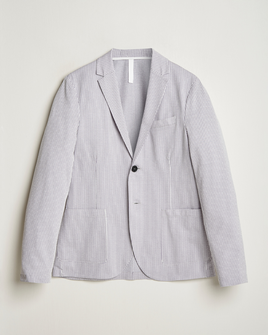 Herren | Sakkos | Harris Wharf London | Coolmax Striped Seersucker Blazer Grey/White