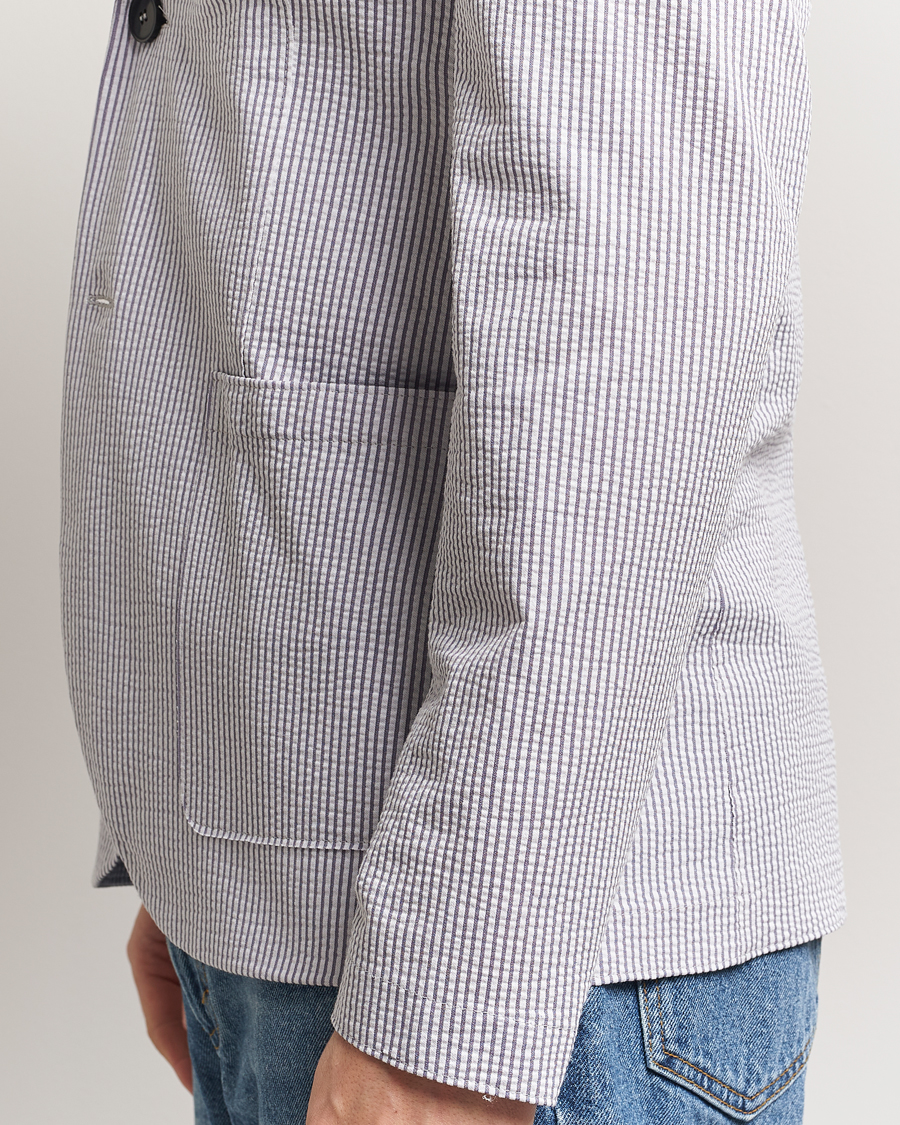 Herren | Sakkos | Harris Wharf London | Coolmax Striped Seersucker Blazer Grey/White