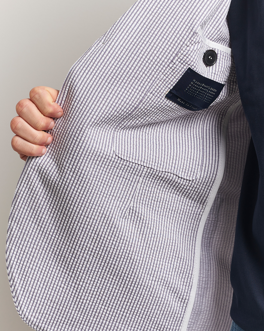 Herren | Sakkos | Harris Wharf London | Coolmax Striped Seersucker Blazer Grey/White