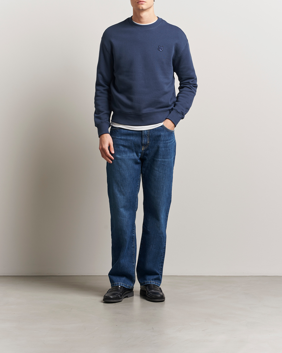 Herren | Pullover | Maison Kitsuné | Tonal Fox Head Sweatshirt Ink Blue