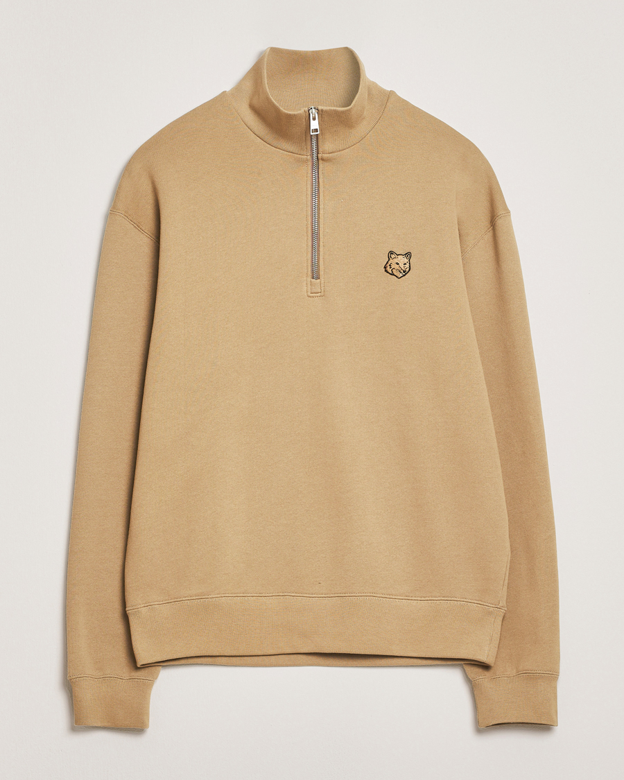 Herren | Pullover | Maison Kitsuné | Tonal Fox Head Half Zip Sweatshirt Cardamon