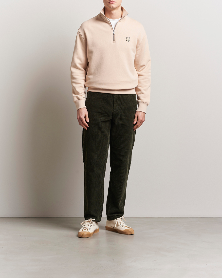 Herren | Pullover | Maison Kitsuné | Tonal Fox Head Half Zip Sweatshirt Smoke Beige