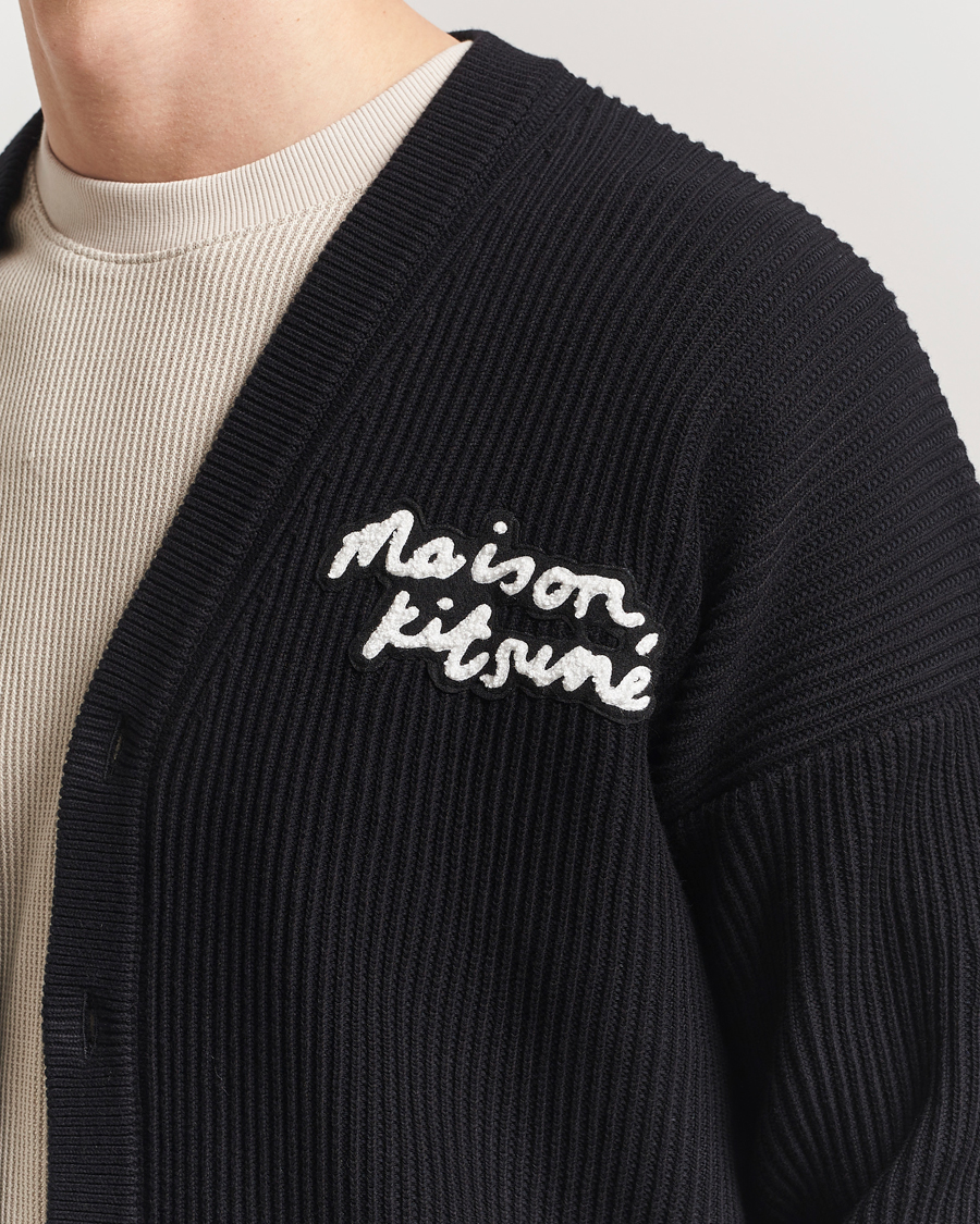 Herren | Pullover | Maison Kitsuné | Handwriting Rib Knitted Cardigan Black