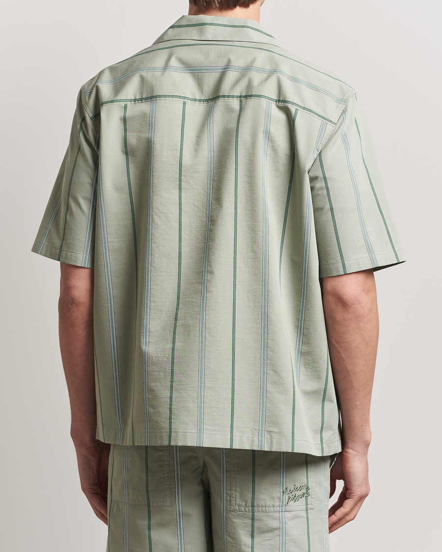 Herren | Hemden | Maison Kitsuné | Resort Striped Short Sleeve Shirt Vert De Gris