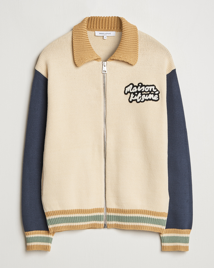 Herren | Jacken | Maison Kitsuné | Knitted College Varsity Jacket Rich Vanilla