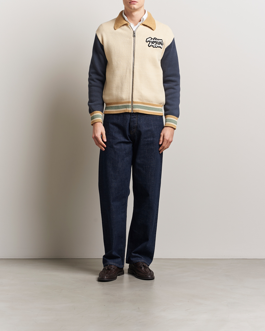Herren | Jacken | Maison Kitsuné | Knitted College Varsity Jacket Rich Vanilla