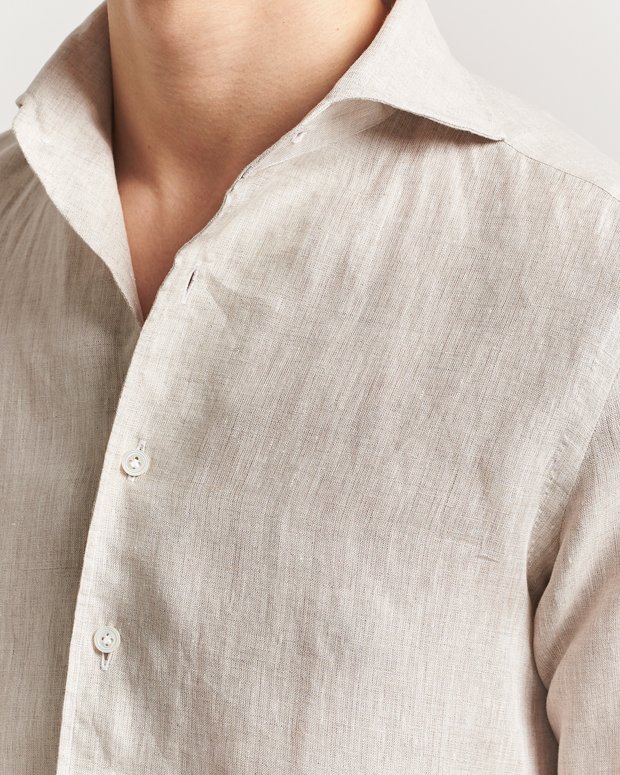 Herren | Hemden | 100Hands | Cut Away Linen Shirt Oatmeal