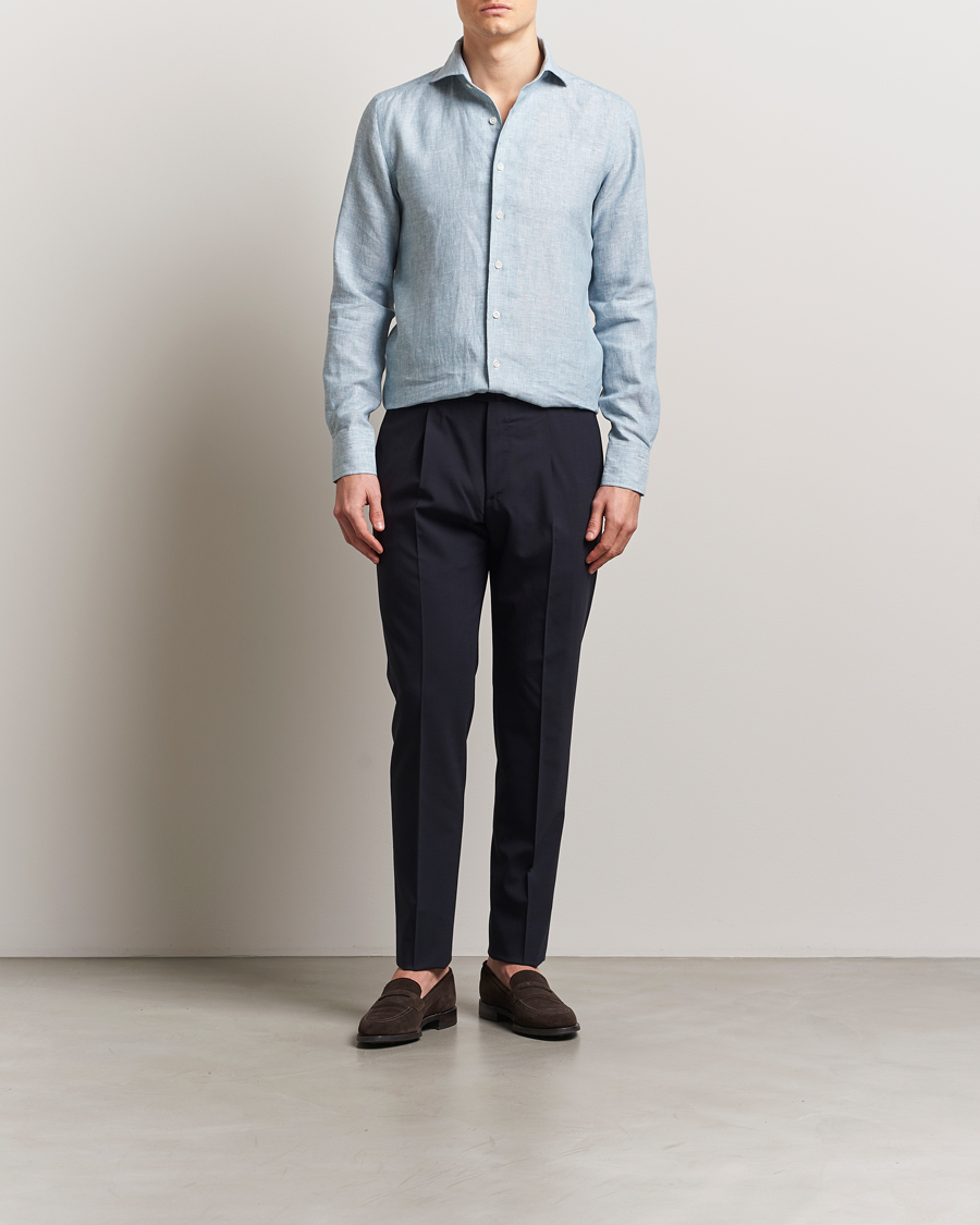 Herren | Hemden | 100Hands | Cut Away Linen Shirt Blue