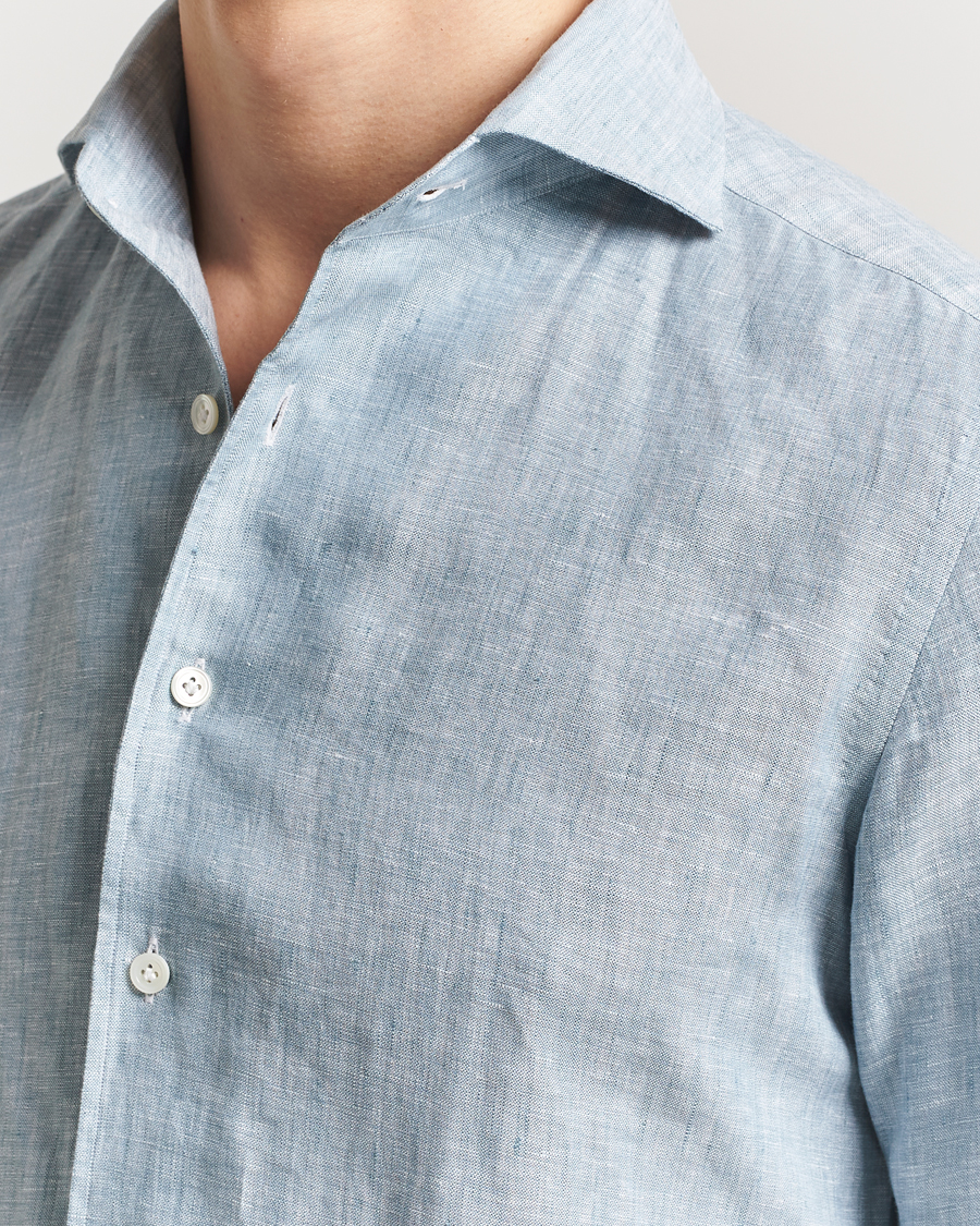 Herren | Hemden | 100Hands | Cut Away Linen Shirt Blue