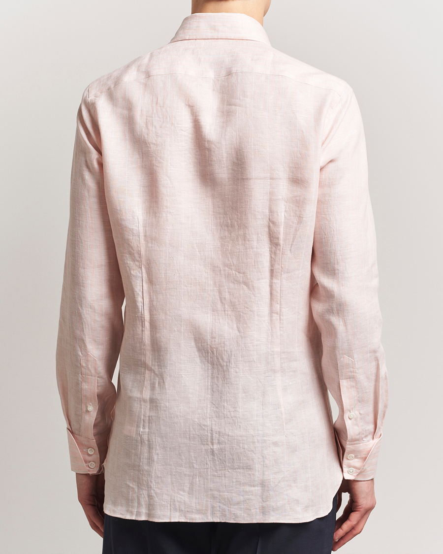 Herren | Hemden | 100Hands | Cut Away Double Cuff Striped Linen Shirt Pink