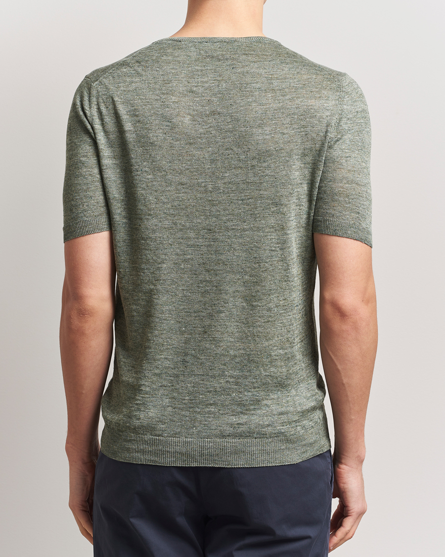 Herren | T-Shirts | Gran Sasso | Knitted Linen T-Shirt Green Melange