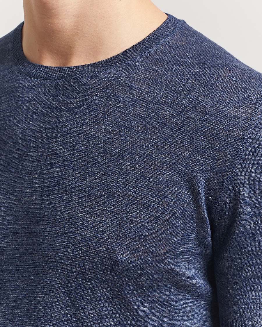 Herren | T-Shirts | Gran Sasso | Knitted Linen T-Shirt Navy Melange