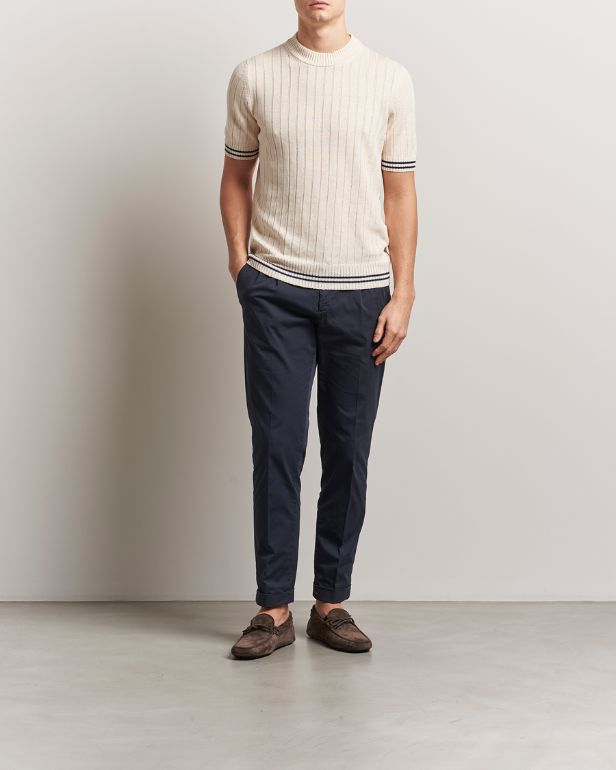 Herren | T-Shirts | Gran Sasso | Linen/Cotton Structured T-Shirt Cream