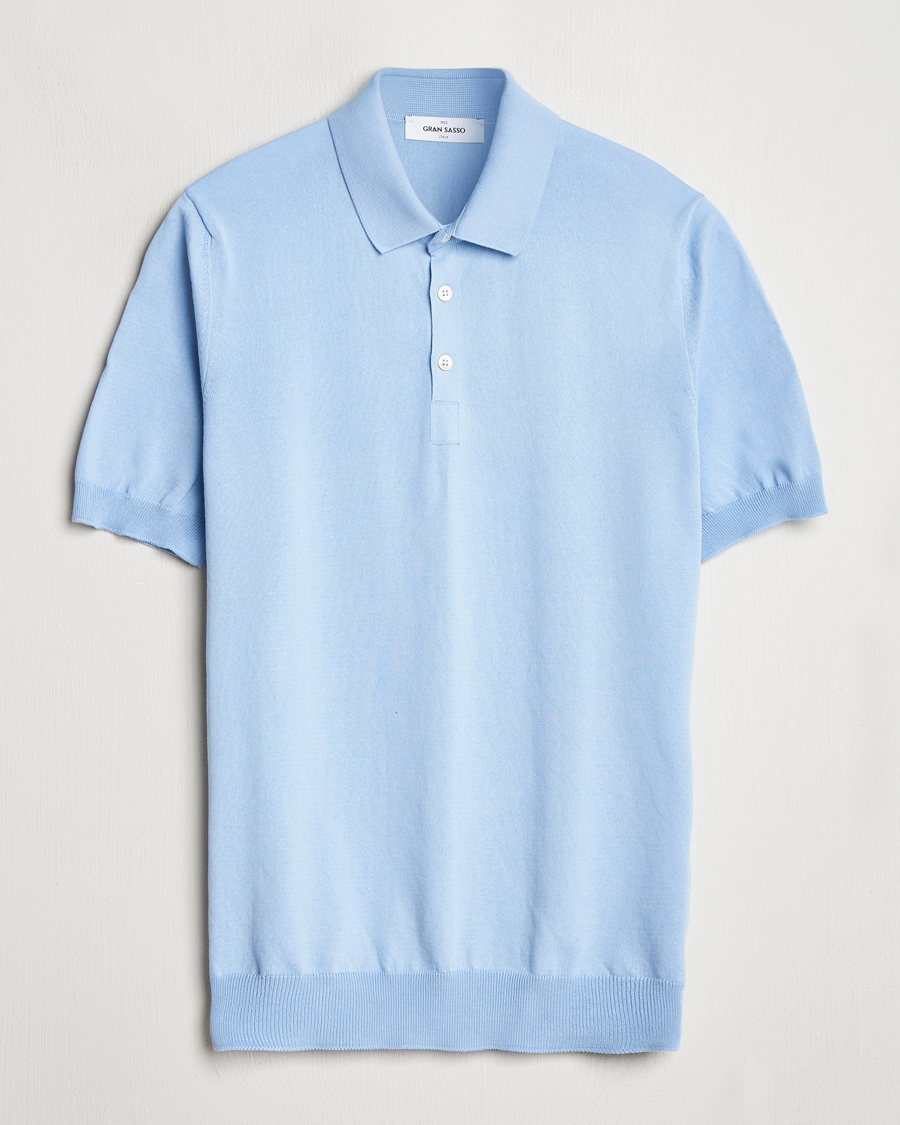 Herren | Poloshirts | Gran Sasso | Cotton Knitted Polo Blue Melange