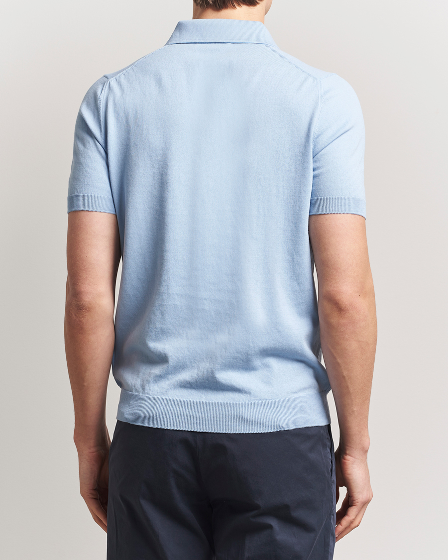 Herren | Poloshirts | Gran Sasso | Cotton Knitted Polo Blue Melange