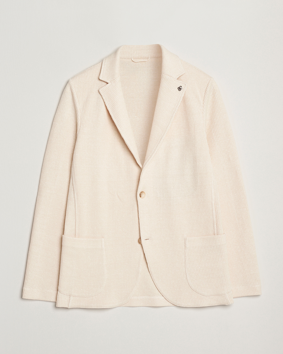 Herren | Sakkos | Gran Sasso | Linen/Cotton Knitted Blazer Cream