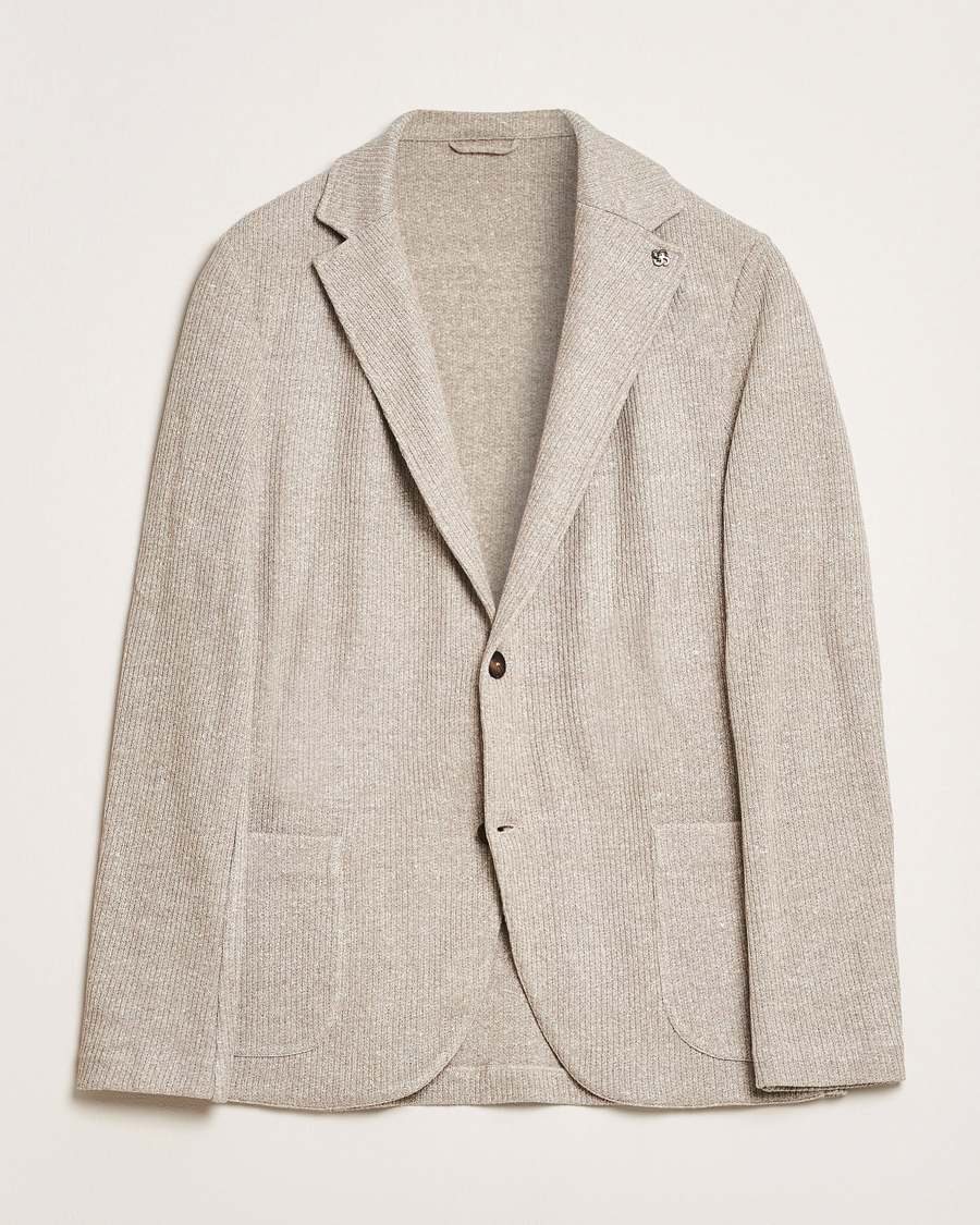 Herren | Sakkos | Gran Sasso | Linen/Cotton Knitted Blazer Beige Melange