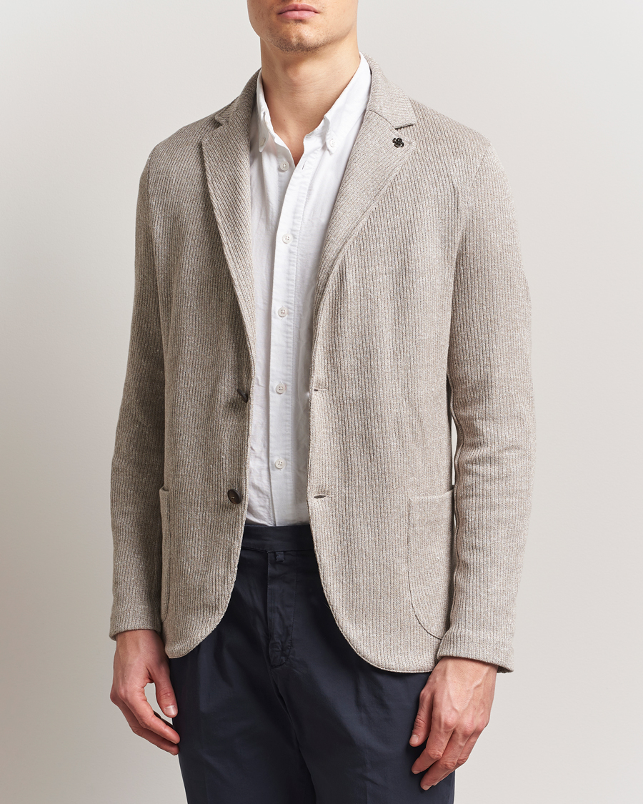 Herren | Sakkos | Gran Sasso | Linen/Cotton Knitted Blazer Beige Melange
