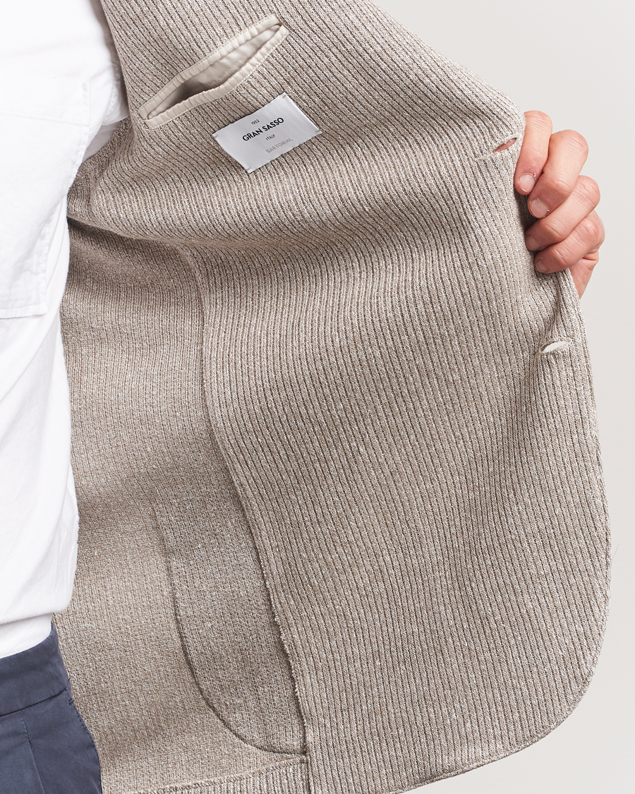 Herren | Sakkos | Gran Sasso | Linen/Cotton Knitted Blazer Beige Melange