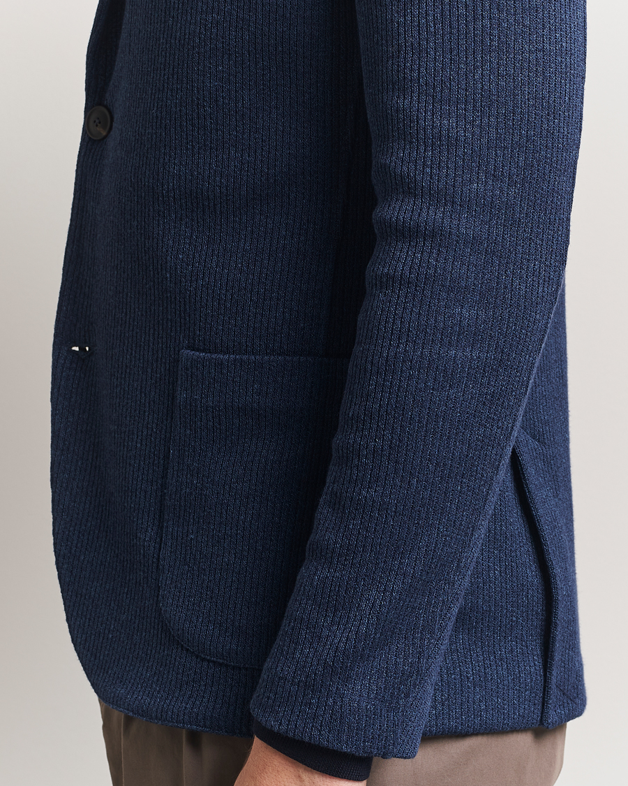 Herren | Sakkos | Gran Sasso | Linen/Cotton Knitted Blazer Navy Melange