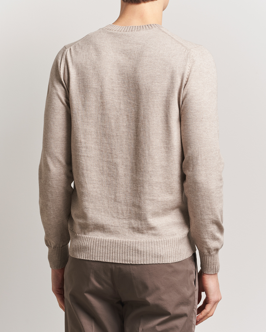 Herren | Pullover | Gran Sasso | Cotton/Cashmere Knitted Crew Neck Sweater Beige Melange