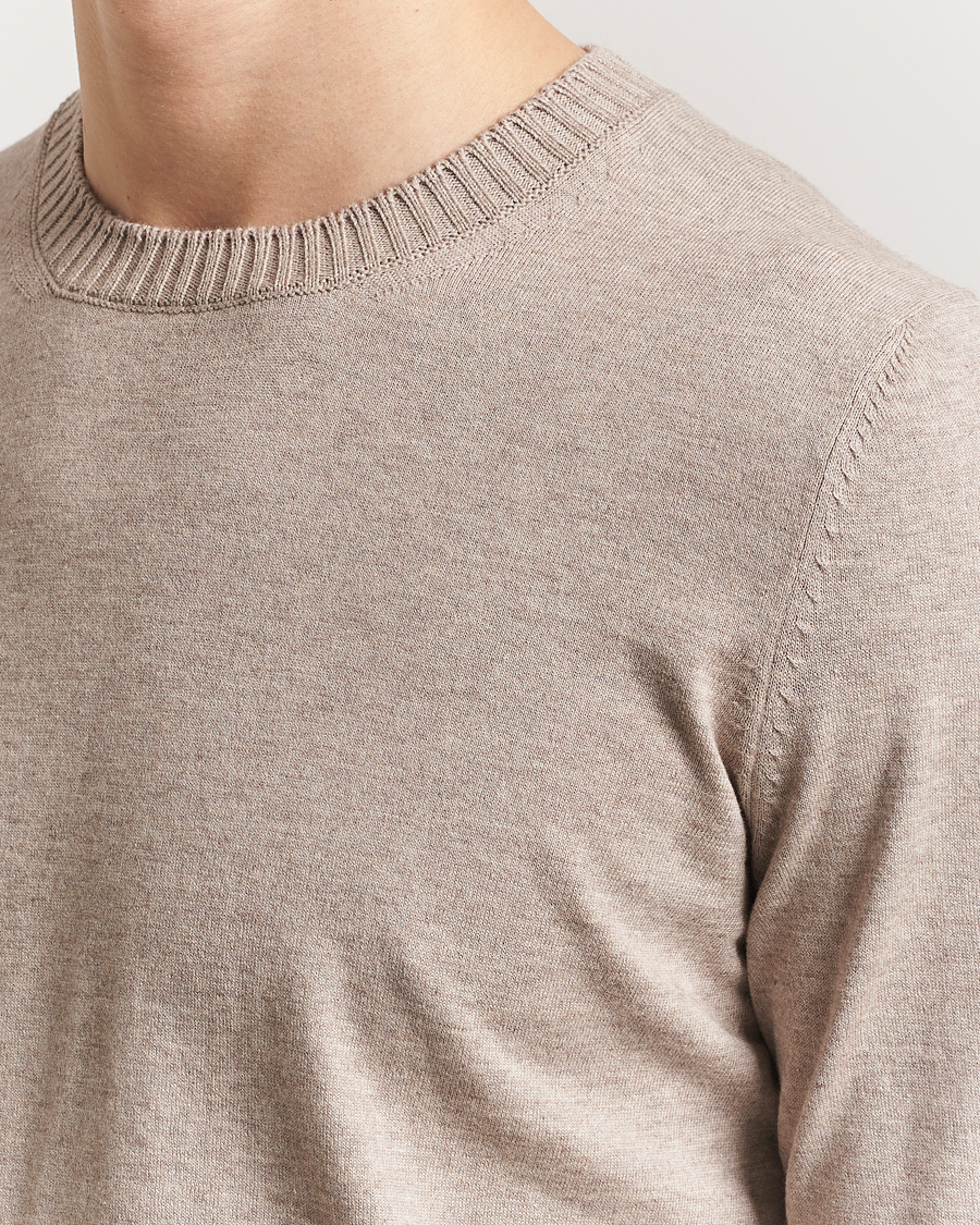 Herren | Pullover | Gran Sasso | Cotton/Cashmere Knitted Crew Neck Sweater Beige Melange