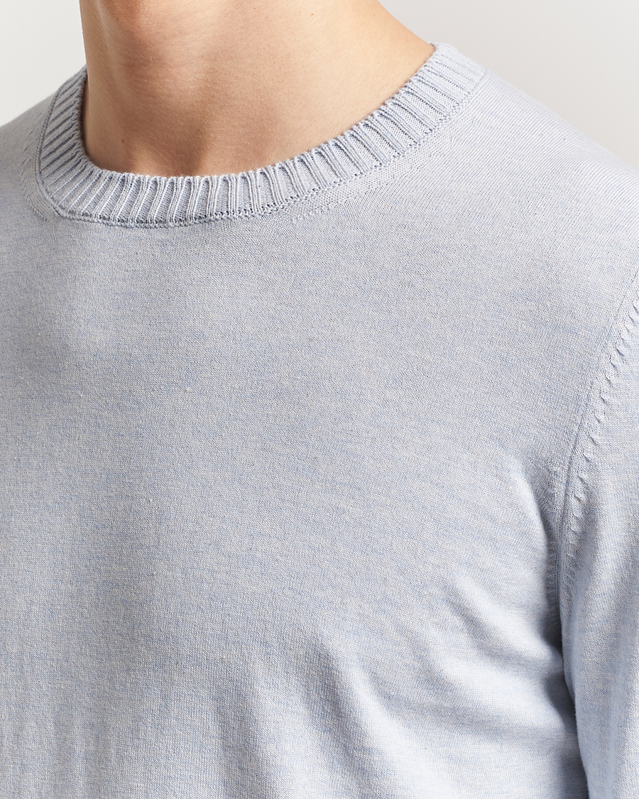 Herren | Pullover | Gran Sasso | Cotton/Cashmere Knitted Crew Neck Sweater Blue Melange