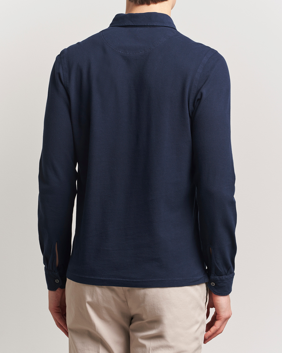 Herren | Pullover | Gran Sasso | Washed Long Sleeve Polo Navy