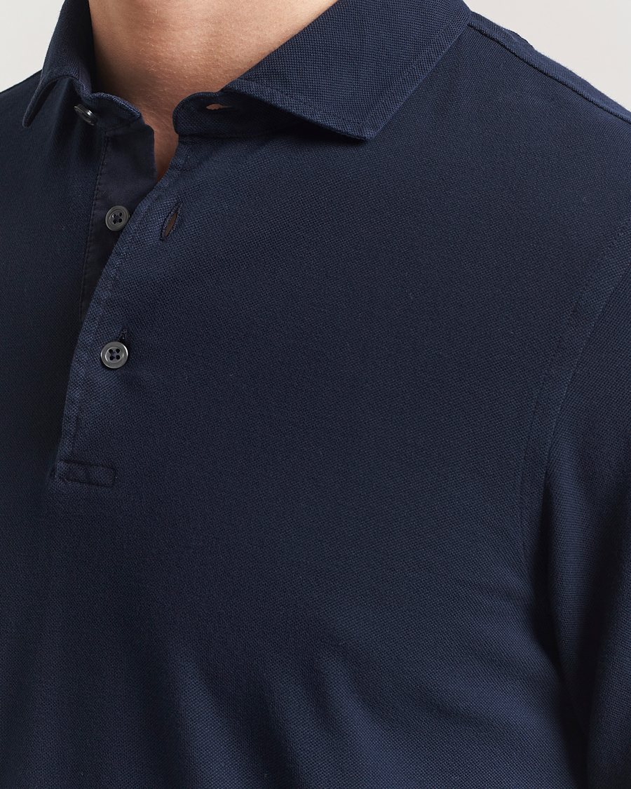 Herren | Pullover | Gran Sasso | Washed Long Sleeve Polo Navy