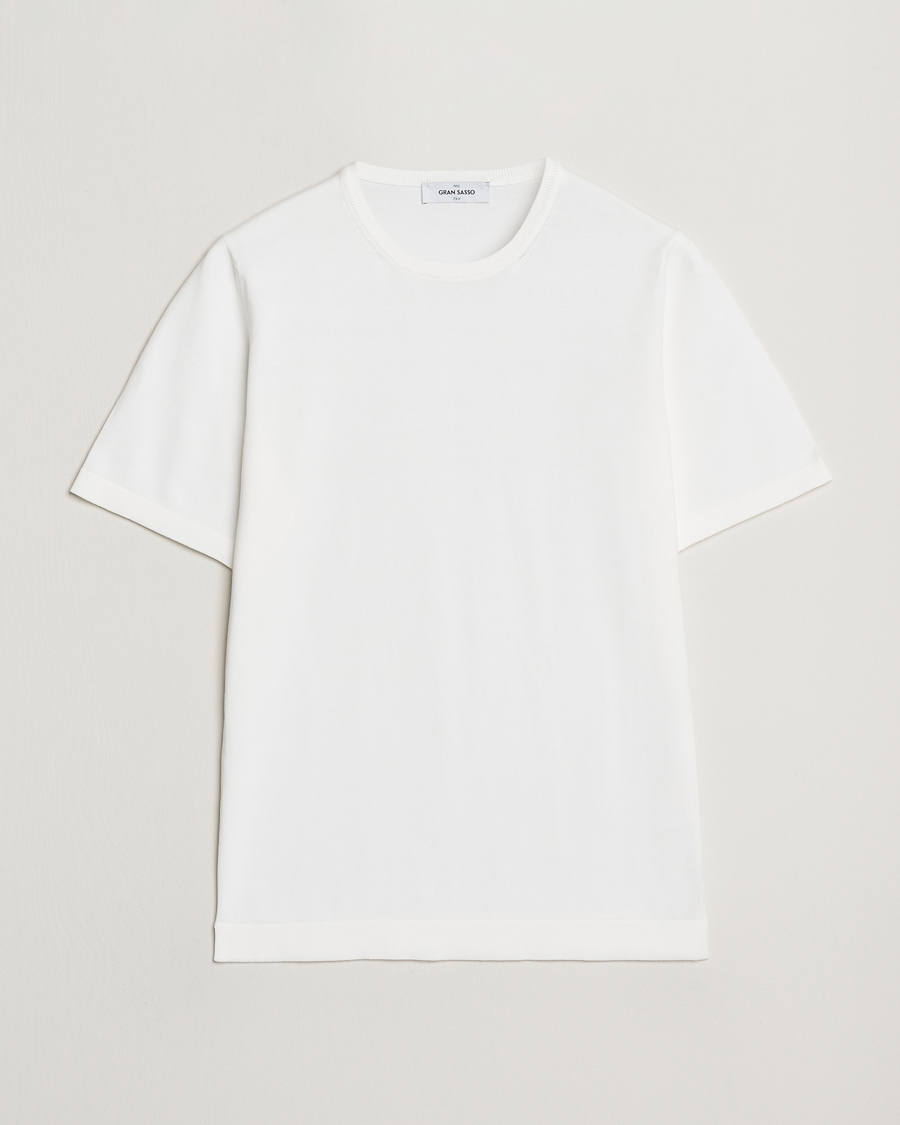 Herren | T-Shirts | Gran Sasso | Cotton Knitted Crew Neck T-Shirt White