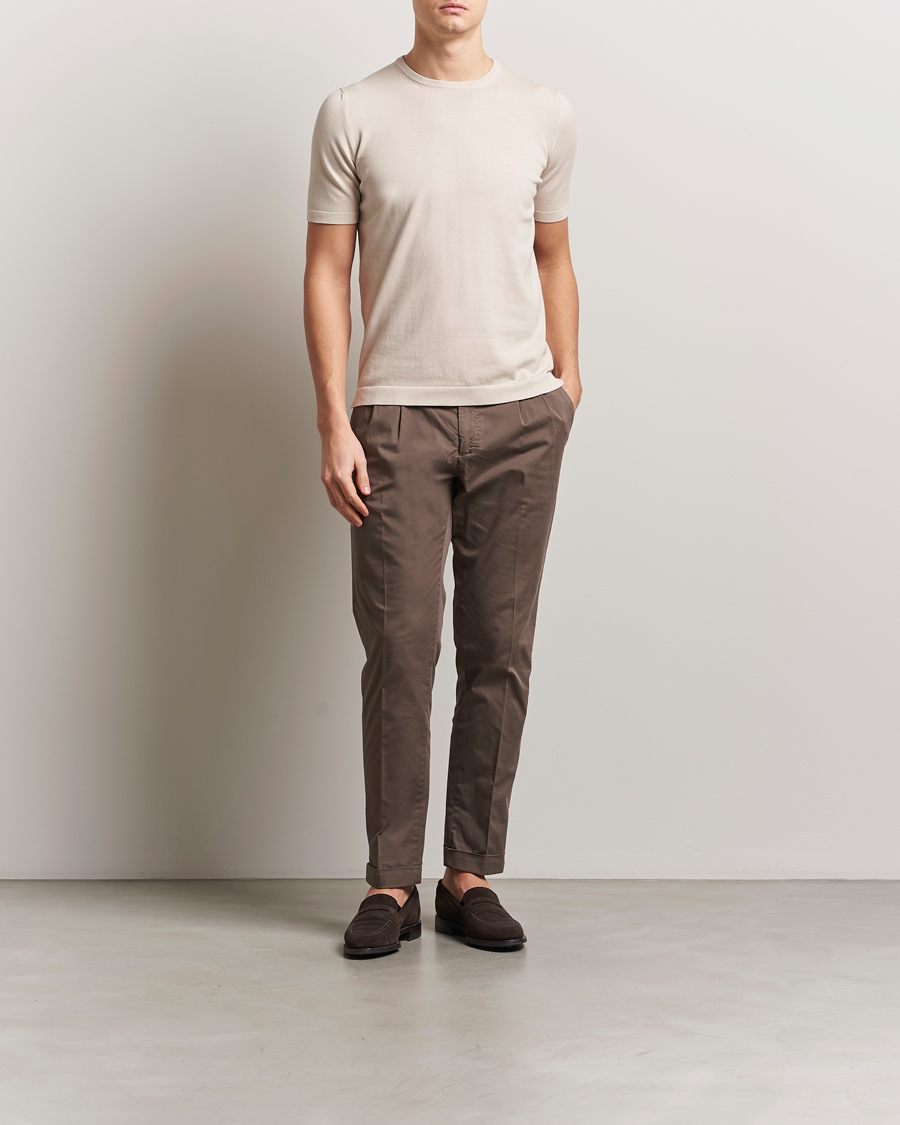 Herren | T-Shirts | Gran Sasso | Cotton Knitted Crew Neck T-Shirt Beige