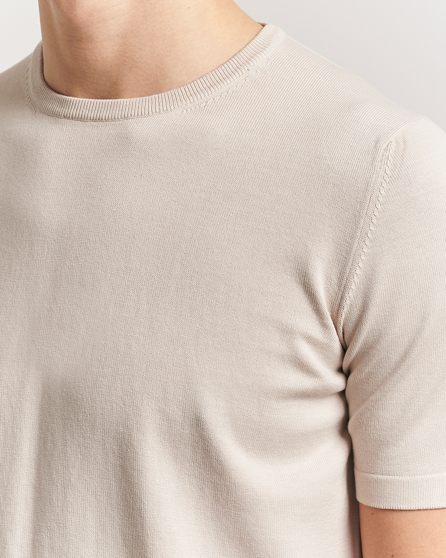 Herren | T-Shirts | Gran Sasso | Cotton Knitted Crew Neck T-Shirt Beige