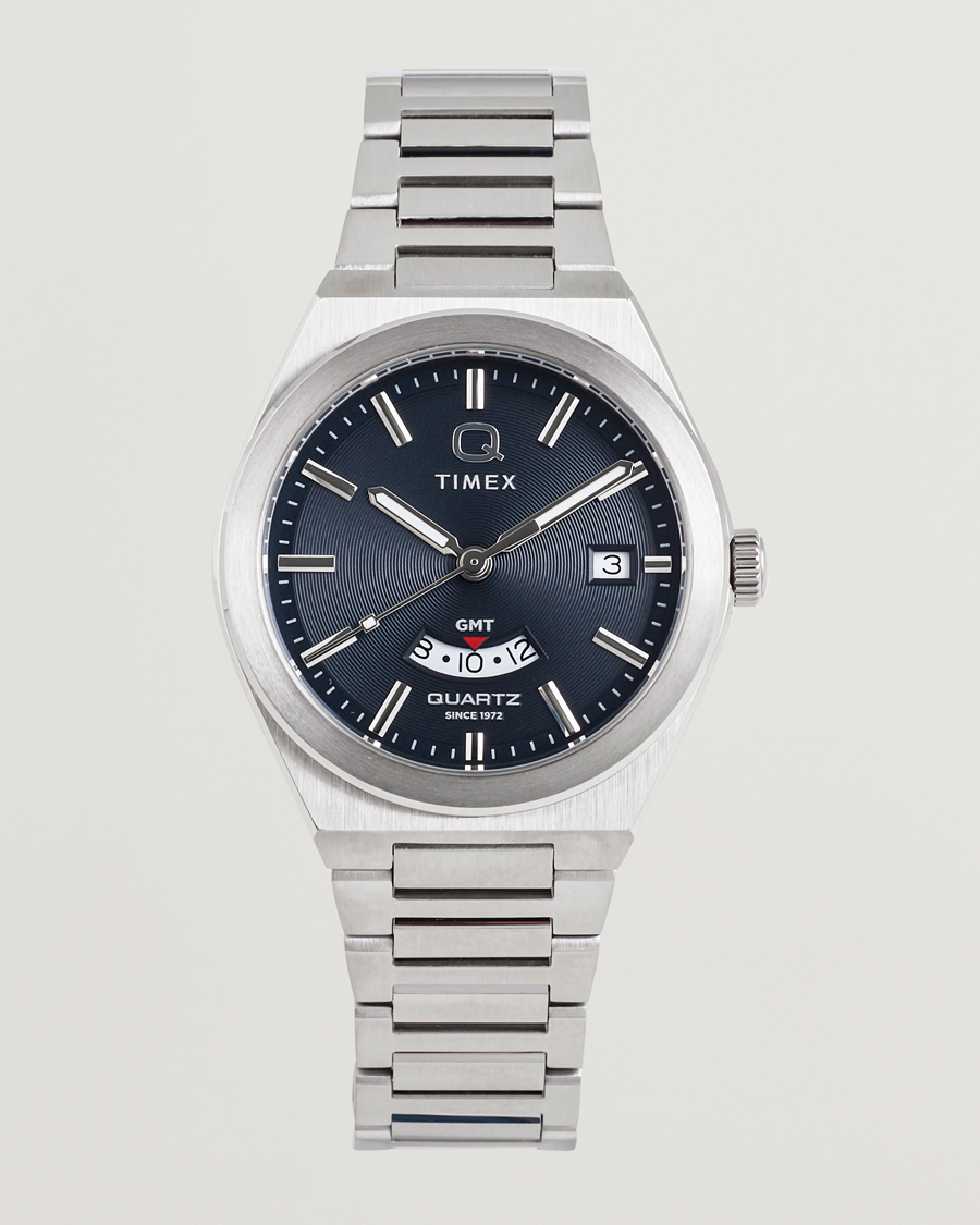 Herren | Timex Q Timex Continental GMT Stainless Steel 39mm Black Dial | Timex | Q Continental GMT Stainless Steel 39mm Black Dial