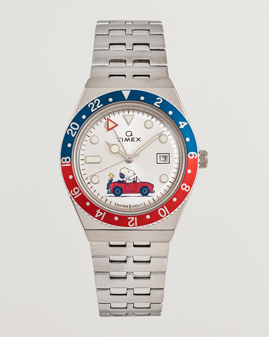 Herren | Timex Timex X Peanuts Q GMT Snoopy 38mm Silver Dial | Timex | X Peanuts Q GMT Snoopy 38mm Silver Dial