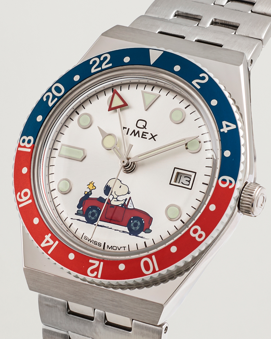 Herren | Timex Timex X Peanuts Q GMT Snoopy 38mm Silver Dial | Timex | X Peanuts Q GMT Snoopy 38mm Silver Dial