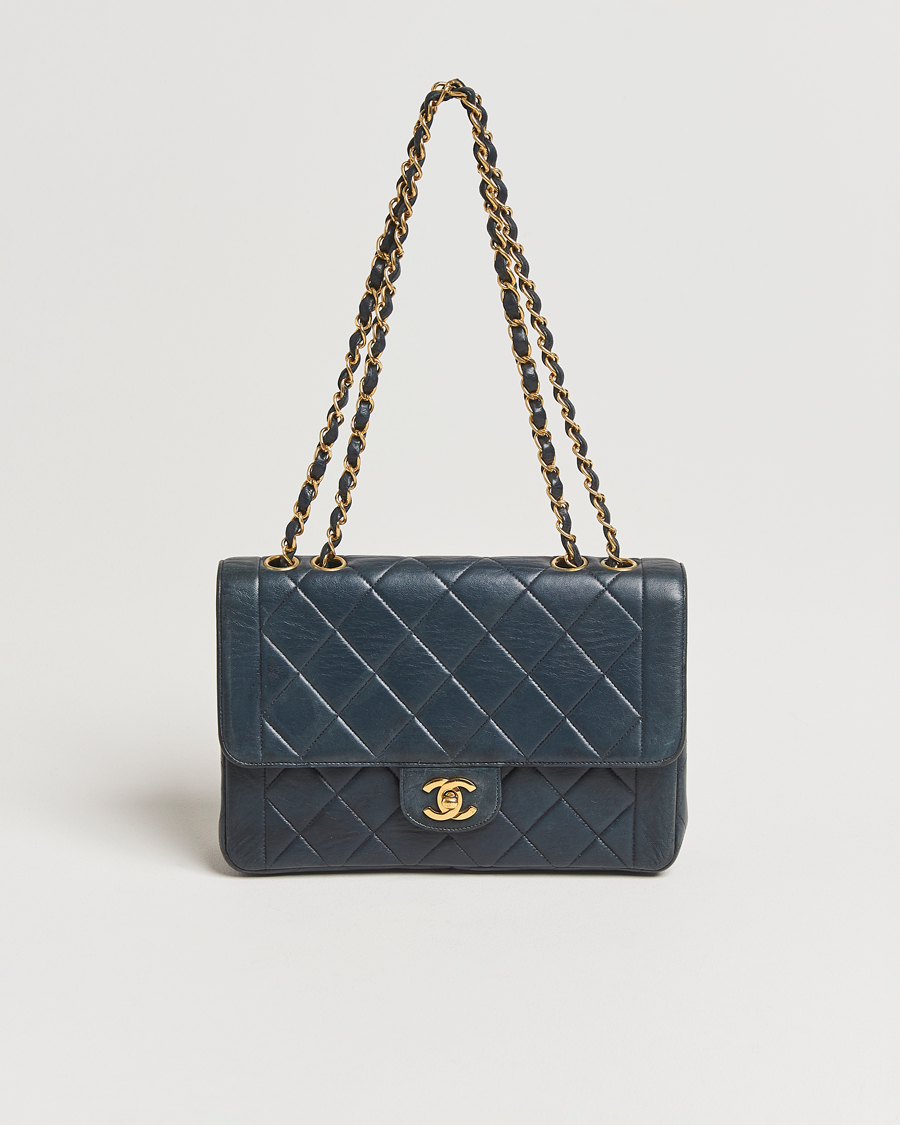 Herren | Chanel Pre-Owned Classic Medium Single Flap Bag Lambskin Navy | Chanel Pre-Owned | Classic Medium Single Flap Bag Lambskin Navy