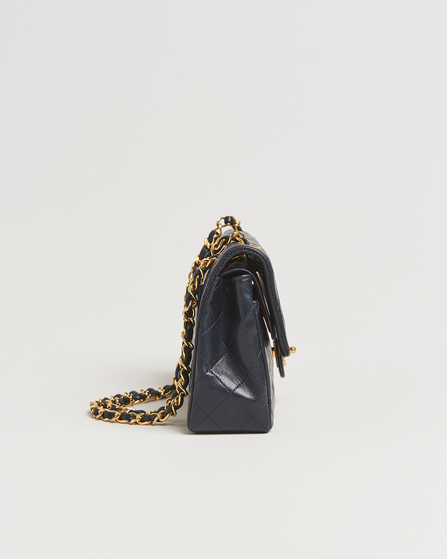 Herren | Chanel Pre-Owned Classic Small Double Flap Bag Lambskin Navy | Chanel Pre-Owned | Classic Small Double Flap Bag Lambskin Navy