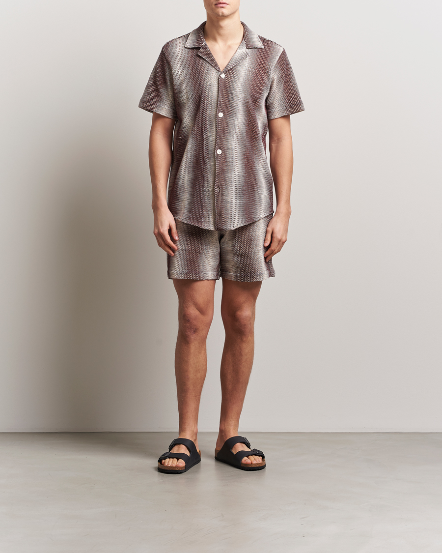 Herren | Hemden | OAS | Short Sleeve Cuba Net Shirt Merlot Echo