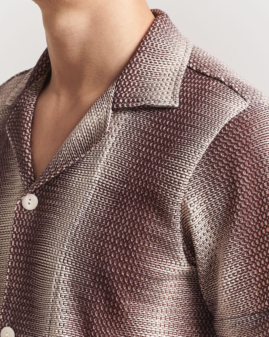 Herren | Hemden | OAS | Short Sleeve Cuba Net Shirt Merlot Echo