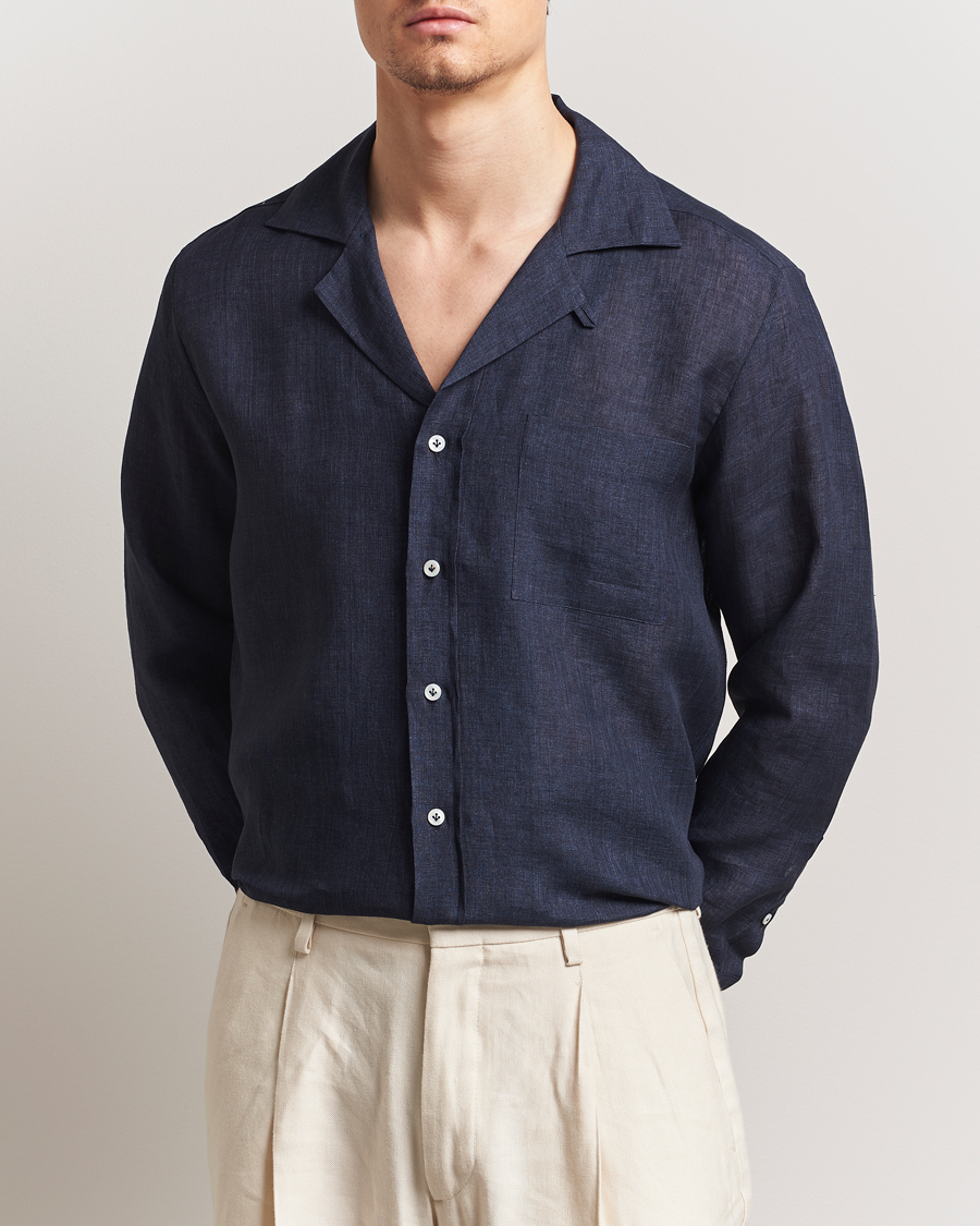 Herren | Hemden | Lardini | Paul Linen Resort Shirt Navy