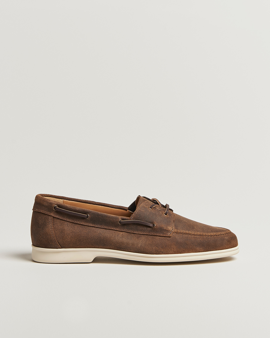 Herren | Segelschuhe | Myrqvist | Sandhamn Boat Shoe Waxed Chestnut Suede