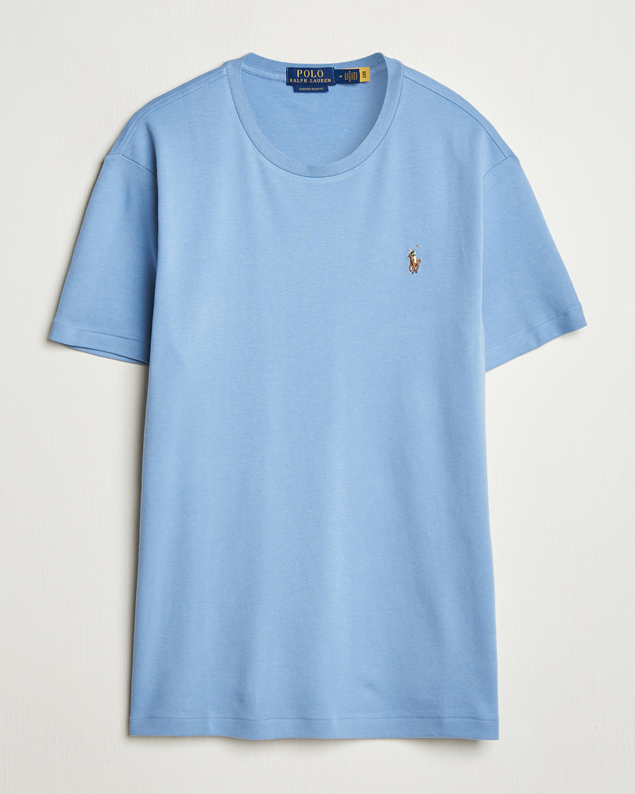 Herren | T-Shirts | Polo Ralph Lauren | Luxury Pima Cotton Crew Neck T-Shirt Channel Blue