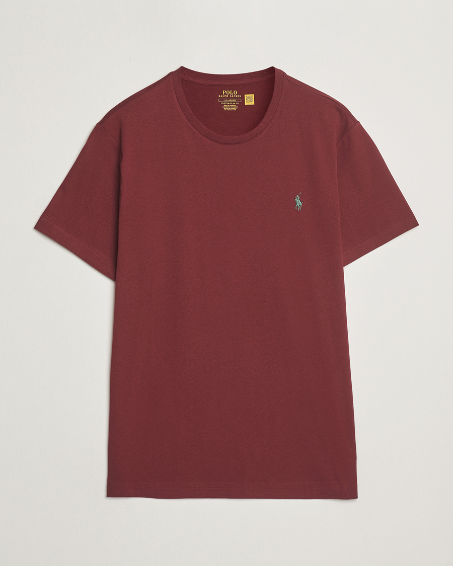 Herren | T-Shirts | Polo Ralph Lauren | Custom Slim Fit Crew Neck T-Shirt Red Wine