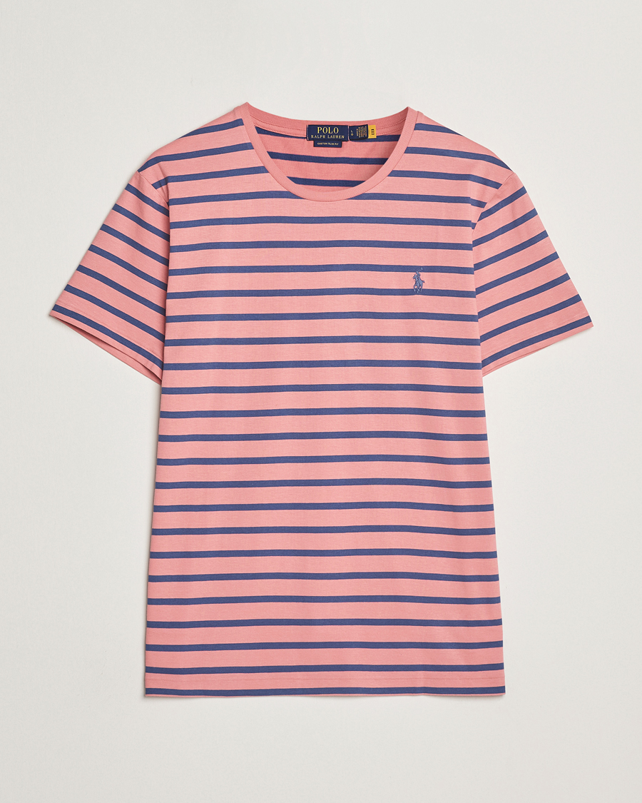 Herren | T-Shirts | Polo Ralph Lauren | Custom Slim Fit Striped Tee Desert Rose/Old Royal