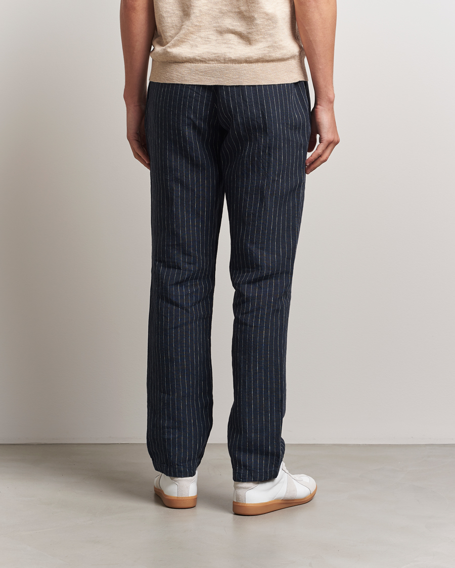 Herren | Hosen | GANT | Relaxed Fit Linen Pinstriped Trousers Darkened Navy