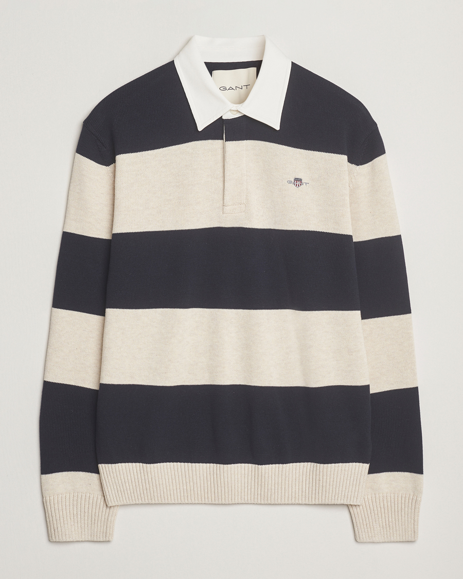 Herren | Pullover | GANT | Knitted Barstriped Rugger Evening Blue