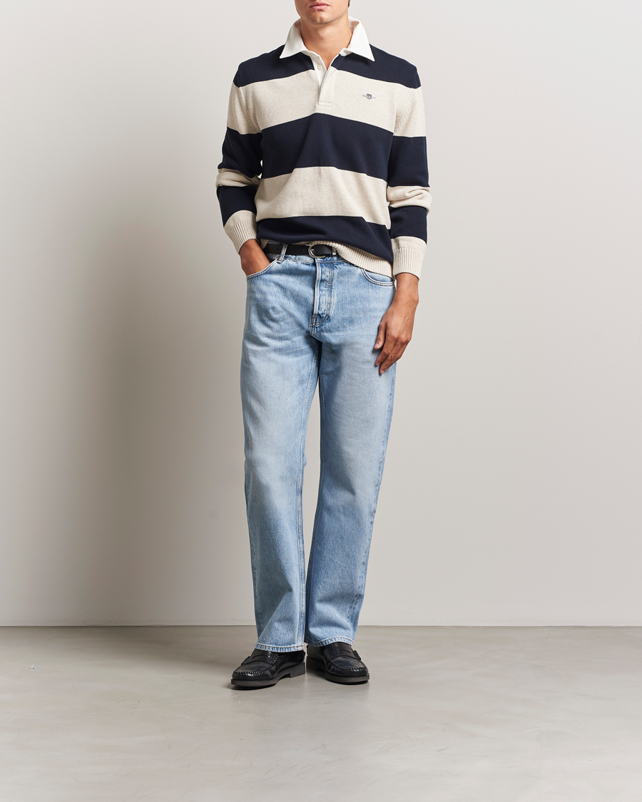 Herren | Pullover | GANT | Knitted Barstriped Rugger Evening Blue