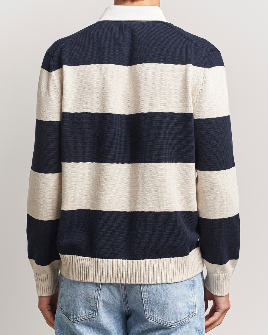 Herren | Pullover | GANT | Knitted Barstriped Rugger Evening Blue